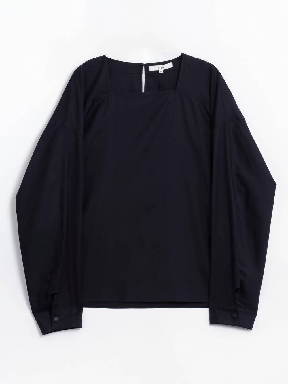 NEW TIBI women's lyocell drape squareneck top in navy